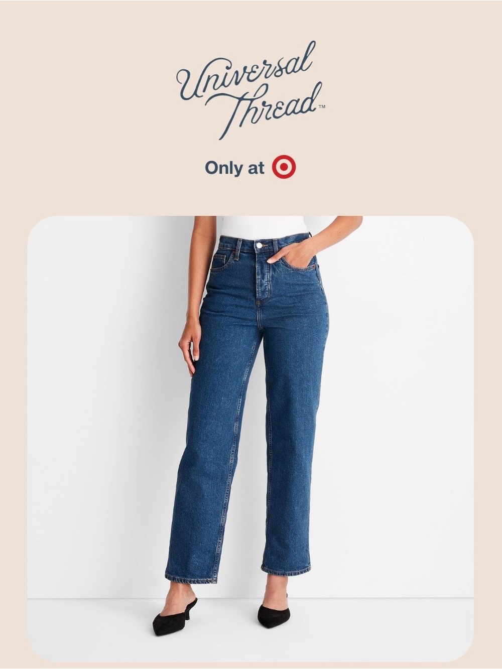 Universal Thread Women's Straight-Leg Jeans in Dark Blue Denim